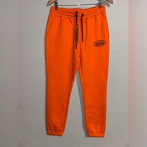Unisex NWT Von Dutch Construction Neon Orange Streetwear Sweatpants jogger M